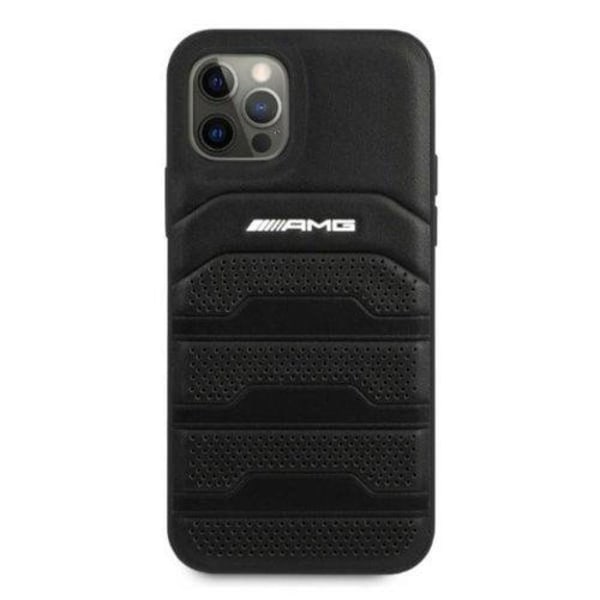 AMG aitoa nahkaa kohokuvioidut linjat suojakuori iPhone 12 Pro Max - musta Black