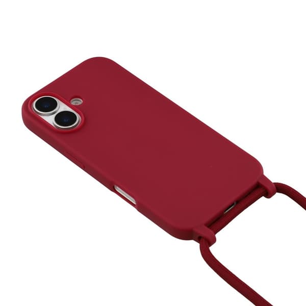 Mobilskal till iPhone 17 TPU Shockproof med Lanyard - Mörkröd Röd
