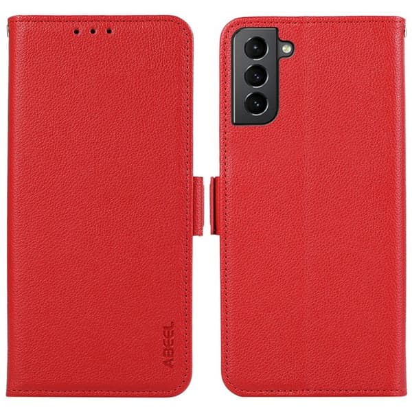 ABEEL Samsung Galaxy S21+ 5G Plånboksfodral RFID-Skydd Konstläder Röd