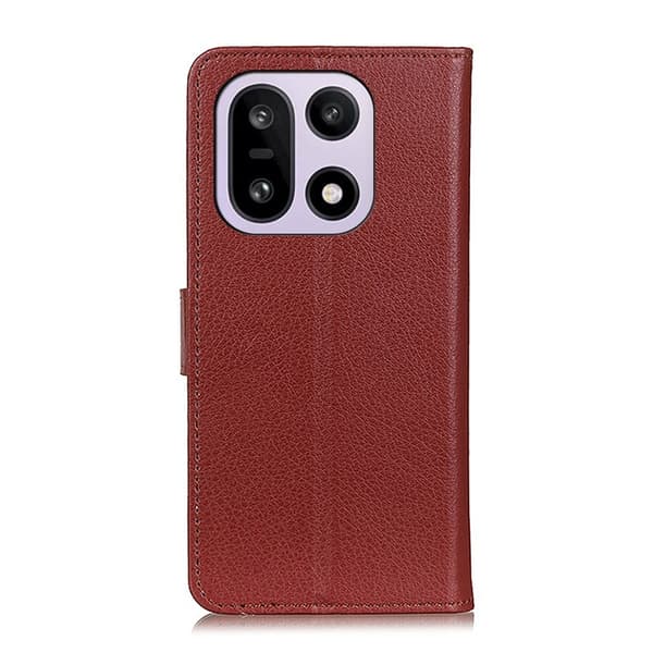 OnePlus 15 5G Plånboksfodral Litchi Texture Konstläder - Brun Brun