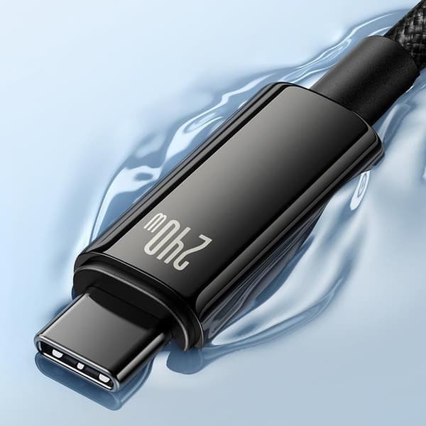 Baseus USB-C till USB-C-kabel 480Mb/s 240W 2m Tungsten Guld - Sv Black