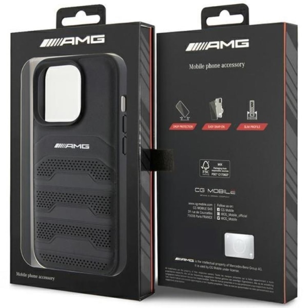 AMG iPhone 15 Pro Mobilskal Läder Debossed Lines - Svart