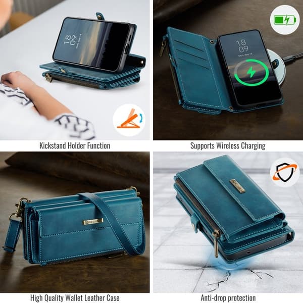 CASEME Konstläder Plånboksfodral för Samsung Galaxy S22+ 5G - Grön