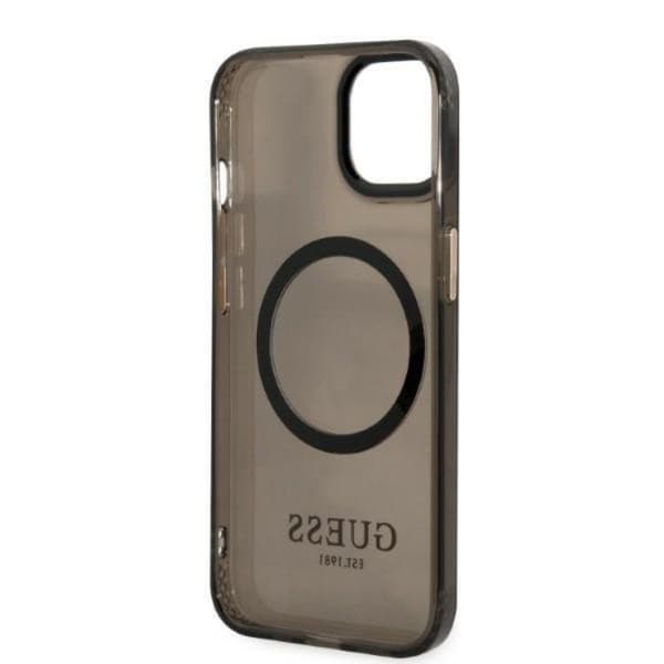 GUESS iPhone 13 Skal MagSafe Gold Outline Translucent - Sort Black