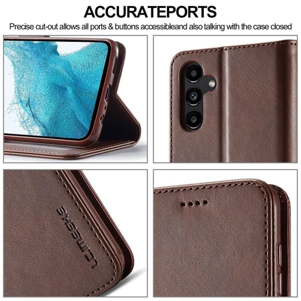 LC.IMEEKE Samsung Galaxy A35 5G Plånboksfodral Konstläder - Brun