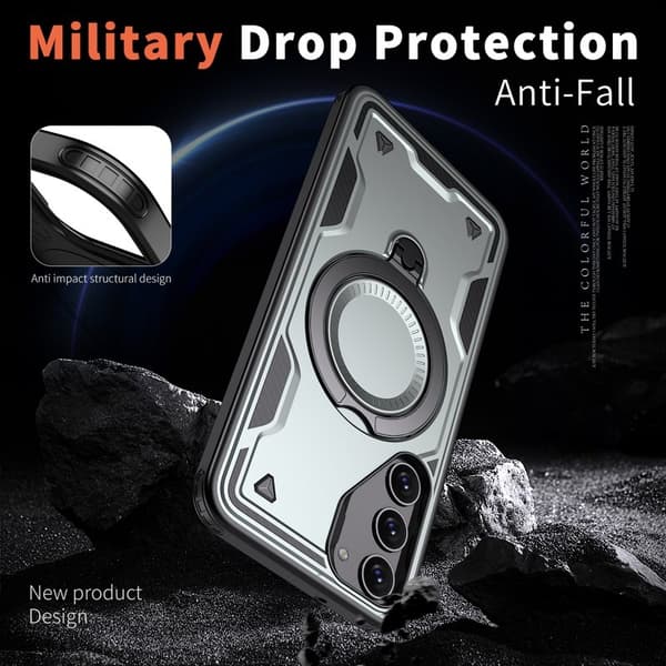 Mobilskal till Samsung Galaxy S23 Plast Militärskydd Kickstand - Grå