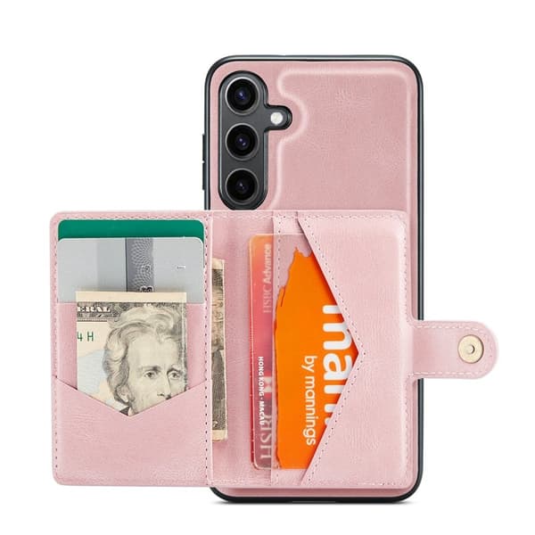 JEEHOOD Mobilskal till Samsung Galaxy S24 Läder Plast - Rosa