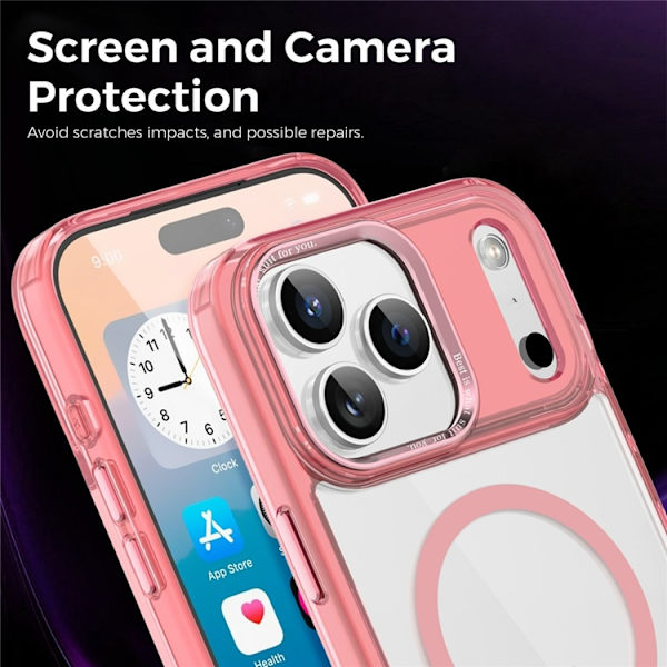 Mobilskal till iPhone 17 Pro MagSafe Transparent TPU+PC - Rosa Rosa