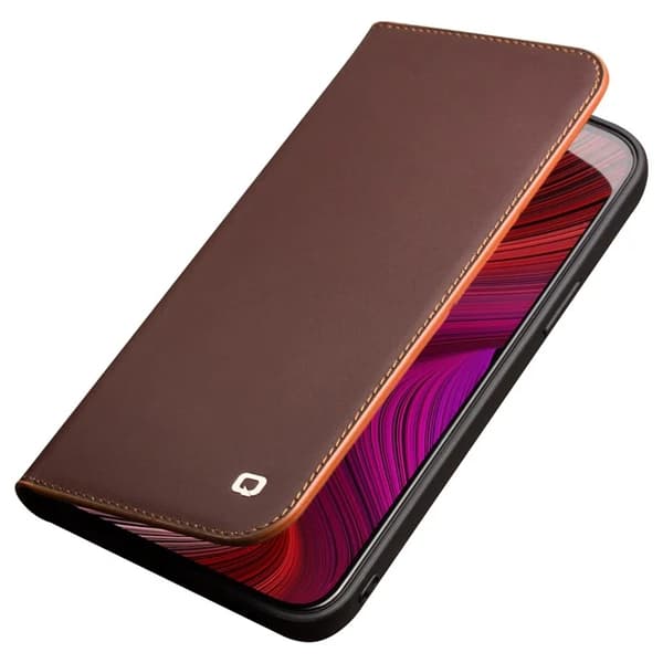 QIALINO iPhone 13 Mini Plånboksfodral Cowhide Äkta Läder - Brun Brun