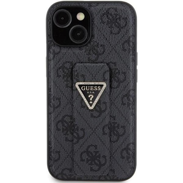Guess iPhone 15 Mobilskal Grip Stand Triangle Strass - Svart Svart