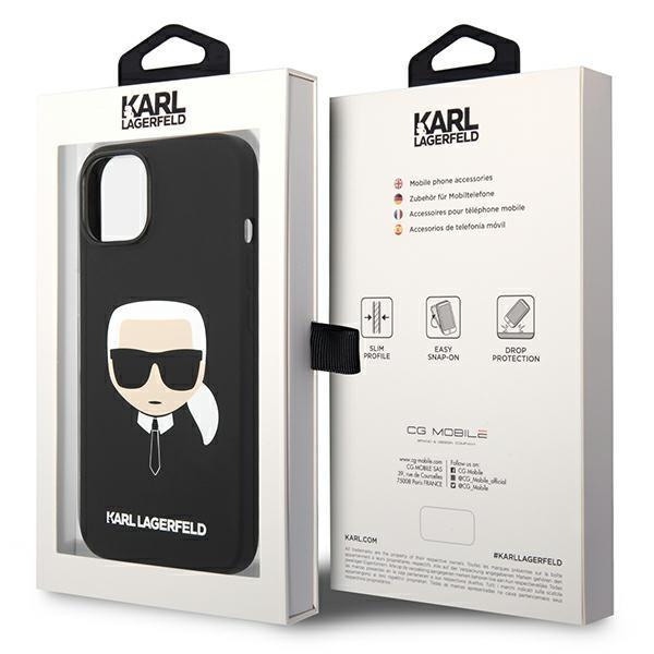 Karl Lagerfeld iPhone 14 Plus -kuori Musta Silikoni Karl`s Head -