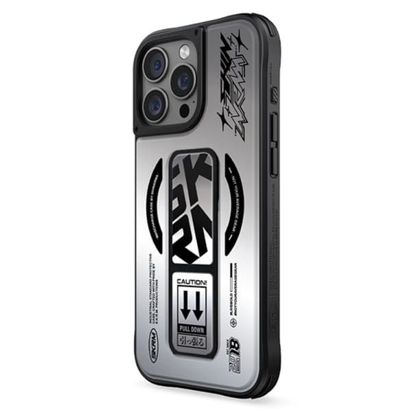 Skinarma telefontaske til iPhone 16 Pro Max MagSafe magnetisk grebstativ - krom Grå