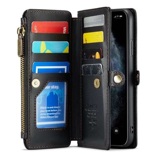 CASEME Plånboksfodral Konstläder för iPhone 11 Pro Max - Svart
