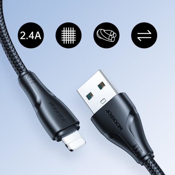Joyroom Surpass USB - Lightning -kaapeli 2 m - musta