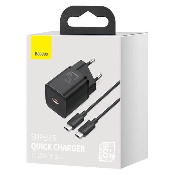 Baseus EU Super Wall laturi USB-C kaapeli 1m 25W - musta Black