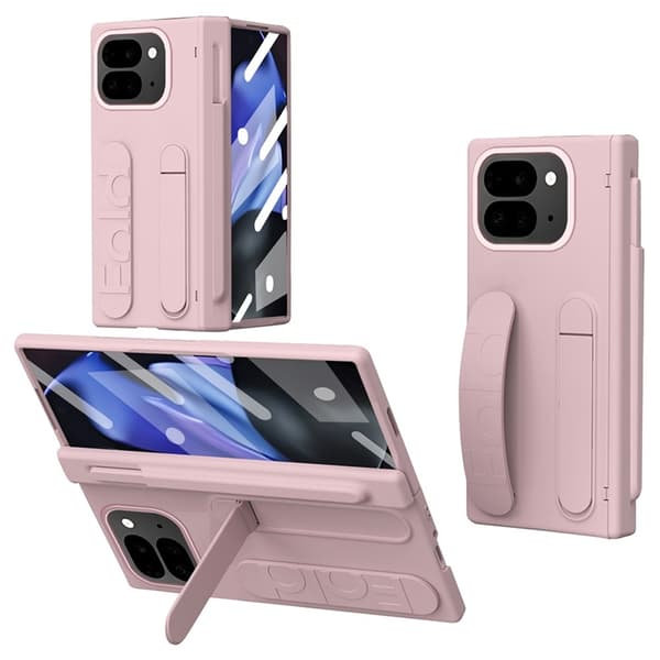 Mobilskal till Google Pixel 10 Pro Fold Wristband Kickstand Hard PC - Rosa Rosa