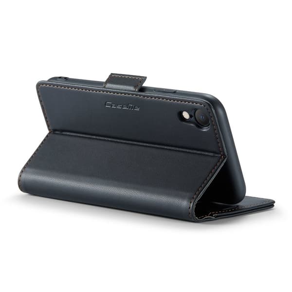 CASEME Plånboksfodral Konstläder för iPhone XR RFID-Skydd Svart