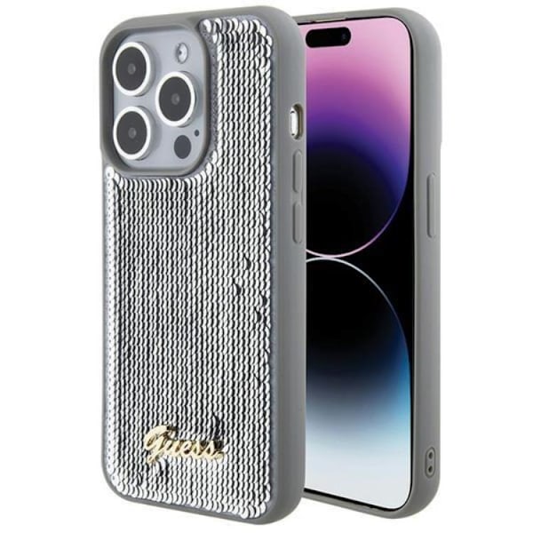 Guess Mobilskal till iPhone 15 Pro Max Sequin Script Metal - Silver Silver