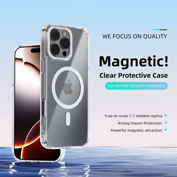 ABEEL Mobilskal till iPhone 16 Pro MagSafe Anti Scratch Transparent Vit