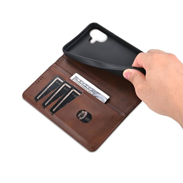 AZNS iPhone 16 Plus Plånboksfodral Konstläder - Brun