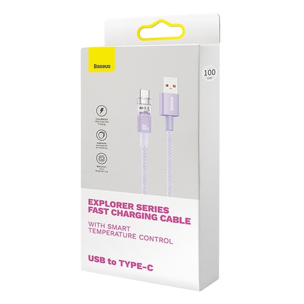 Baseus USB-A - USB-C kabel 100W 1m Temperature Sensor - Lila Lila