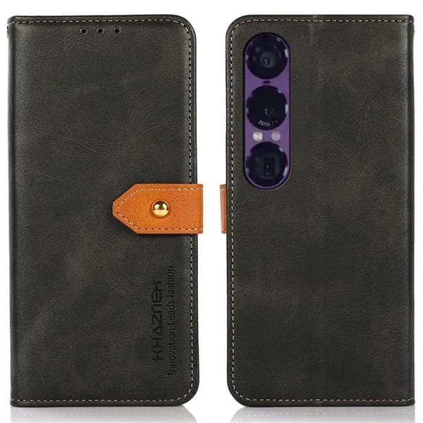 Khazneh Sony Xperia 1 VII Plånboksfodral Filp Konstläder - Svart
