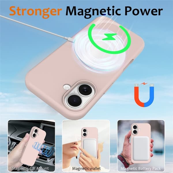 Mobilskal till iPhone 17 MagSafe Silikon Anti-Drop - Rosa Rosa