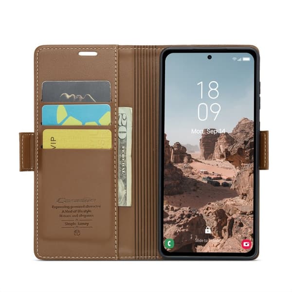 CASEME Plånboksfodral Konstläder för Samsung Galaxy A55 5G - Brun