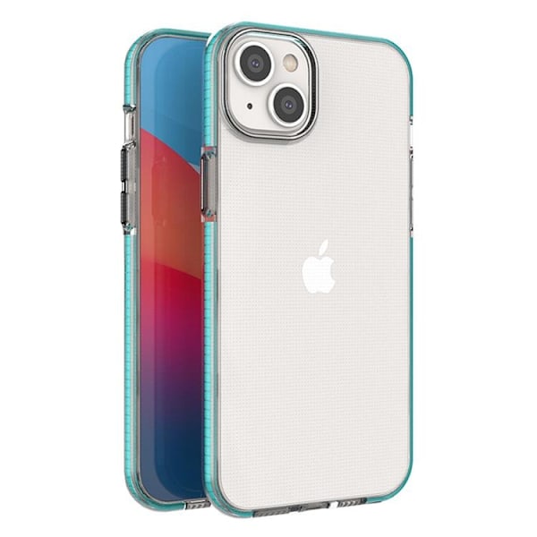 iPhone 14 Plus Skal Spring Silicone med Ram - Ljusblå Blå