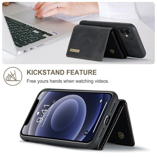 DG.MING M1 Wallet Mobilskal med Kickstand för iPhone 11 - Svart