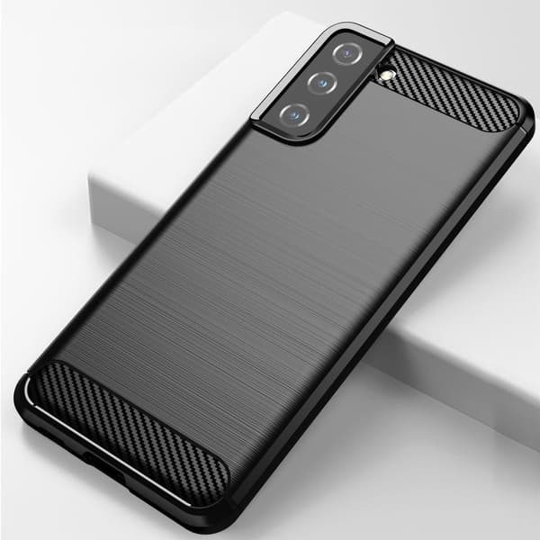 Carbon Fleksibel TPU Etui til Samsung Galaxy S21 Plus 5G - Sort Black