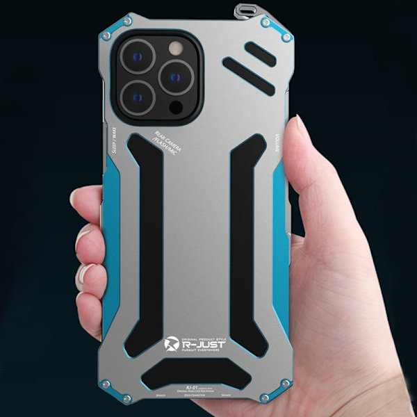 R-JUST Mobilskal till iPhone 13 Pro Aluminium Shockproof Rugged Blå