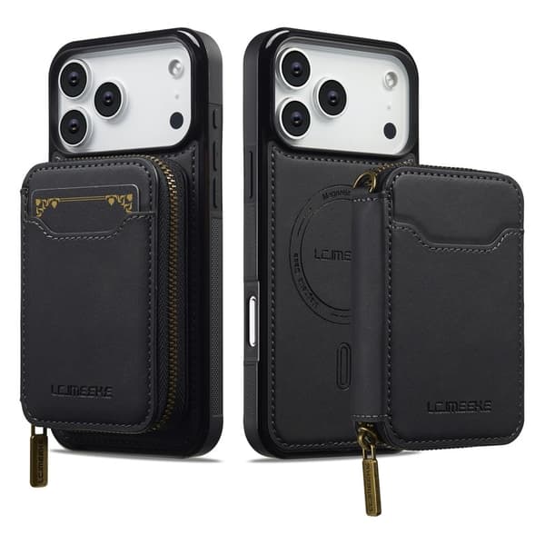 LC.IMEEKE L6 iPhone 17 Pro Plånboksfodral Konstläder - Svart