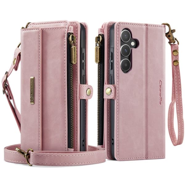 CASEME Konstläder Plånboksfodral för Samsung Galaxy A55 5G - Rosa