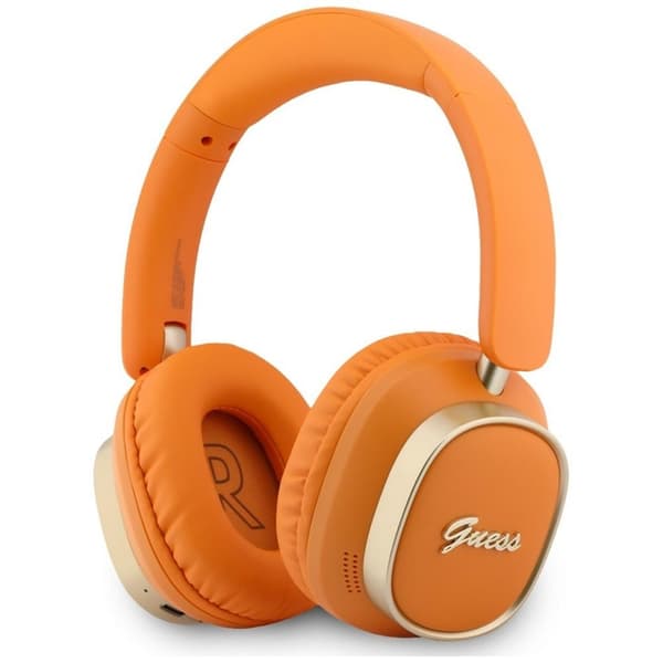 Guess On-Ear Hörlurar Bluetooth ENC Rectangle Metal Script - Orange