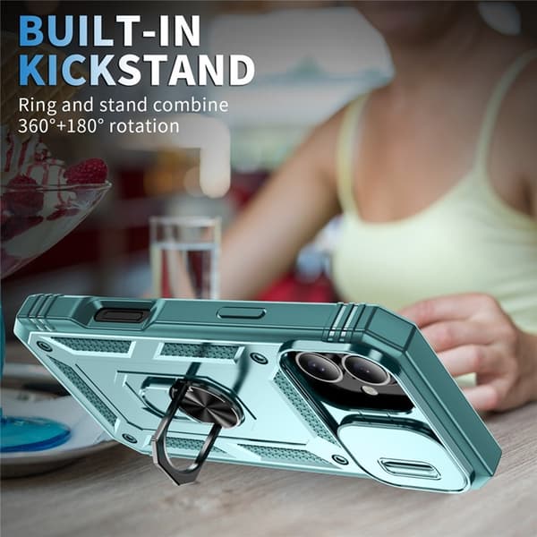 Mobilskal till iPhone 17 Slide Camshield Kickstand - Grön Grön