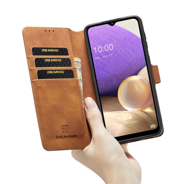 DG.MING Samsung Galaxy A33 5G Konstläder Plånboksfodral Retro Brun