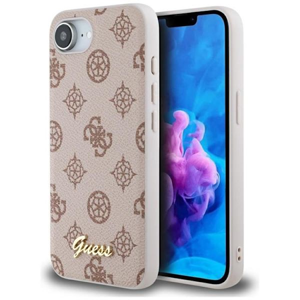 Guess Mobilskal till iPhone 16e MagSafe Peony Script Logo - Brun Brun