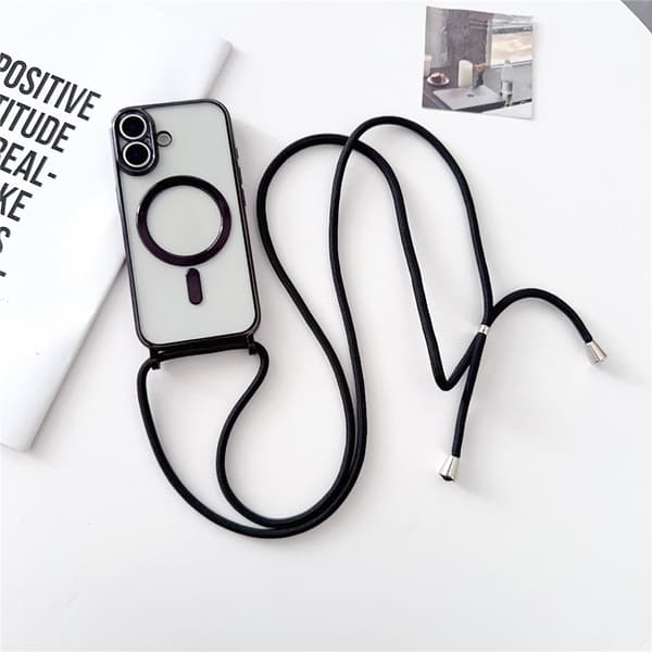 Mobilskal till iPhone 17 MagSafe med Axelrem - Svart