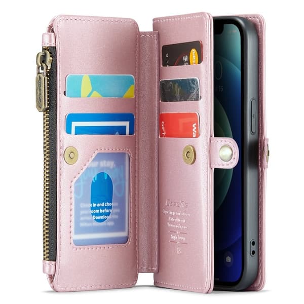 CASEME Plånboksfodral Konstläder för iPhone 12/12 Pro - Rosa