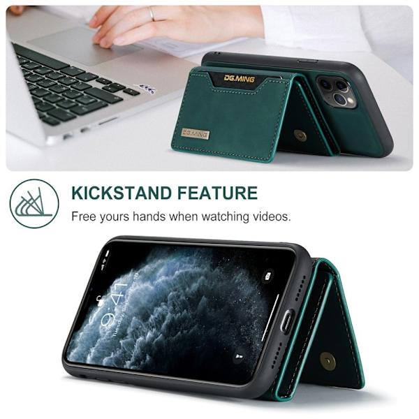 DG.MING 2-in-1 Konstläder Plånboksfodral för iPhone 11 Pro Max - Grön