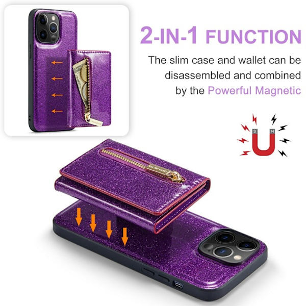 DG.MING M3 Series Mobilskal till iPhone 12 Pro Max Glittery Lila