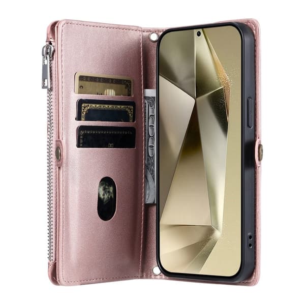 Samsung Galaxy S26 Plånboksfodral TPU + Konstläder - Roséguld