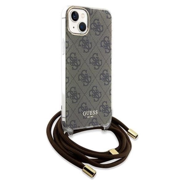 Guess iPhone 15/14/13 Mobilskal Crossbody Cord 4G Print - Brun