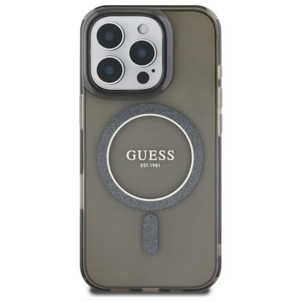 Guess Mobilskal till iPhone 16 Pro Max MagSafe IML Glitter Circle - Svart Svart
