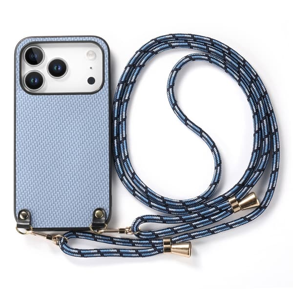 Mobilskal till iPhone 17 Pro Med Axelrem Snodd Carbon Fiber Blå