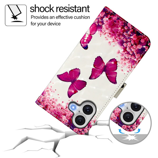 iPhone 17 Plånboksfodral Printing Pattern Med Strap Rosa