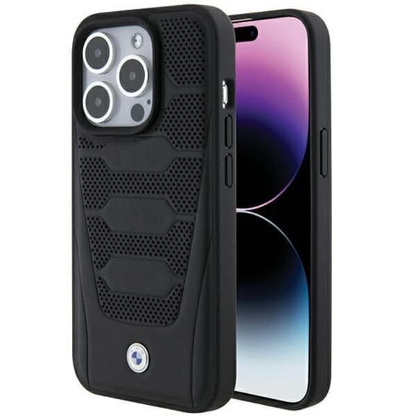BMW Mobilskal till iPhone 15 Pro Max Läder Seats Pattern - Svart Svart