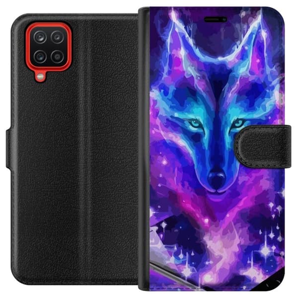 Plånboksfodral till Samsung Galaxy A12 med Neon Varg