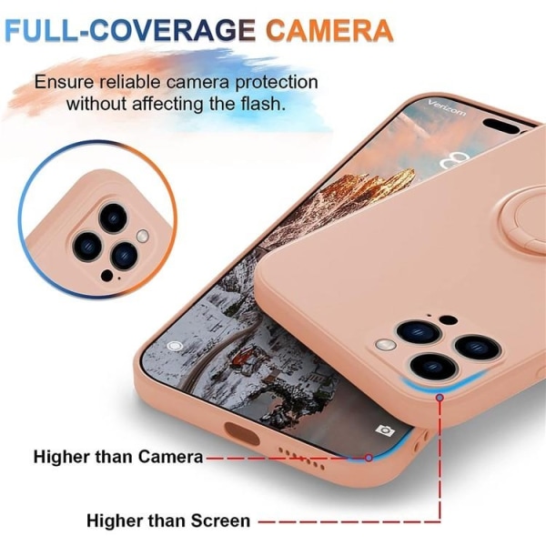 iPhone 15 Pro Mobilcover Ringholder Liquid Silikon - Rosa
